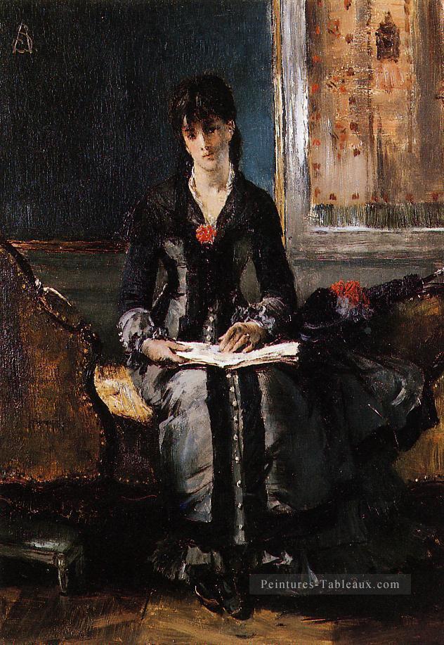 Portrait d’une jeune femme dame Peintre belge Alfred Stevens Peintures à l'huile